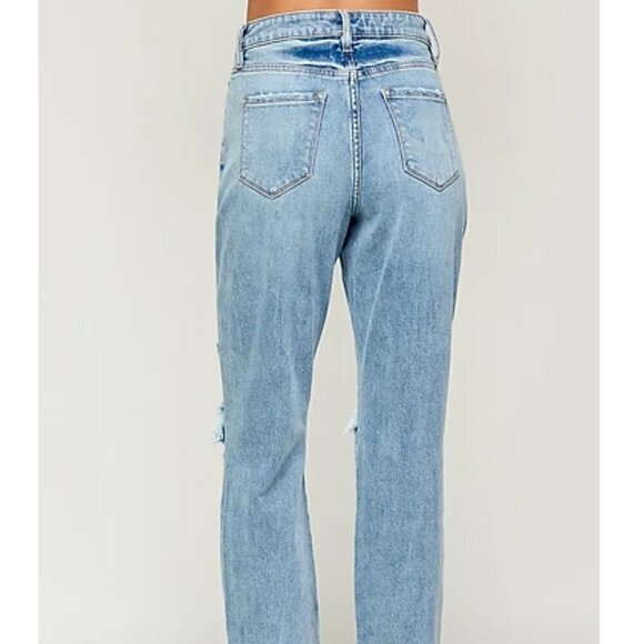 Distressed Blue Boyfriend Jeans - Picture 4 of 8